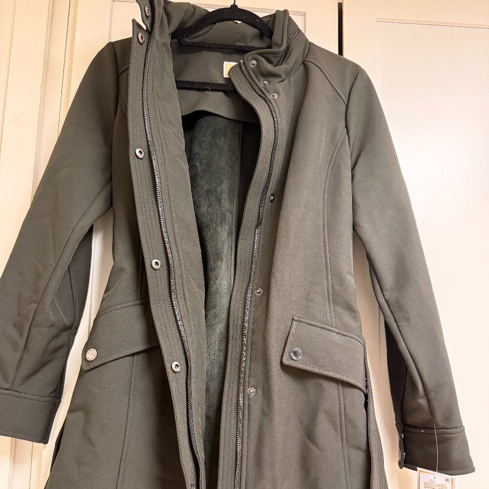 Michael Kors Water Resistant Olive Trench Coat
